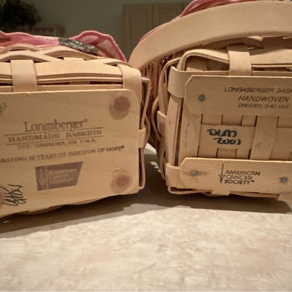 Longaberger Handmade Woven Baskets with Pink Accents Breast Cancer Awareness - Picture 4 of 4